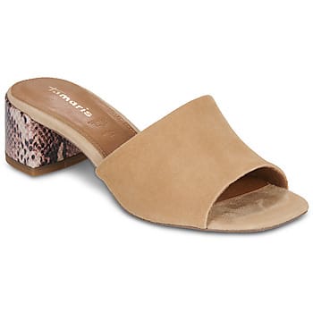 Tamaris Slippers Met Hak beige Suède - Maat 36