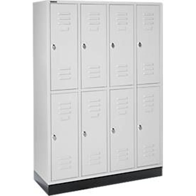 Schäfer Shop Select Kledinglocker, 4 x 2 compartimenten, met fitting, draaigrendelslot, deur lichtgrijs