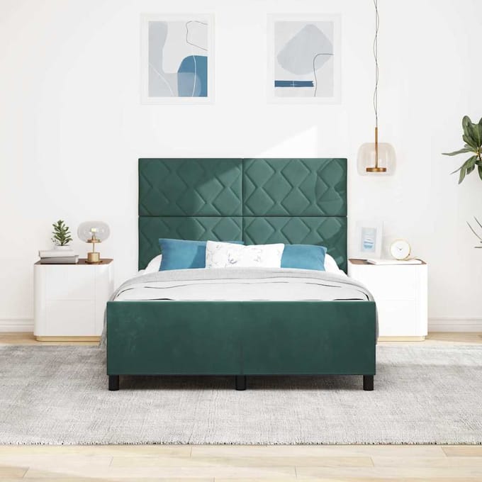 vidaXL - Boxspring - bed - met - hoofdeinde - Donkergroen - 140 - x - 190 - cm - Fluweel