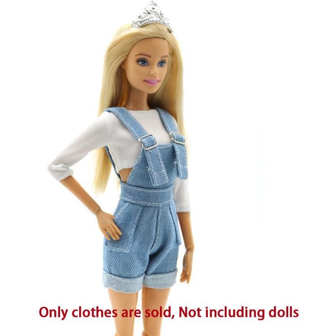 30cm Dools handgemaakte denim overall met wit overhemd poppenaccessoire mode kinderen geschenken speelgoed
