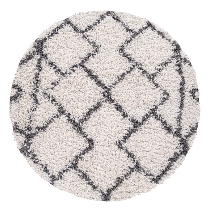 Shaggy tapijt Kalea beige 80 cm rond