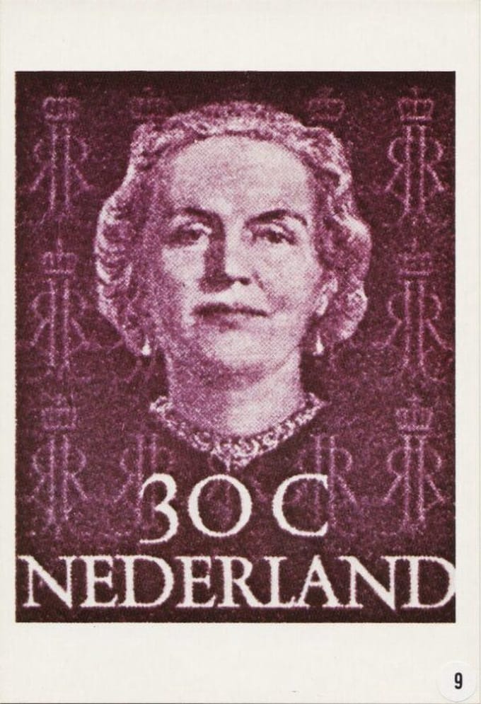Briefkaart met afbeelding Koningin Juliana postzegel