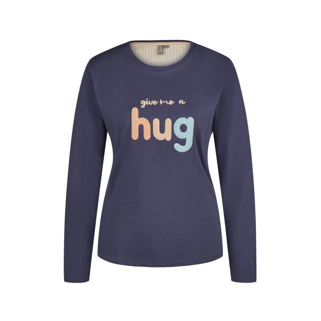 By Louise Dames Pyjama Set Jersey Katoen Hug Blauw - Maat XL