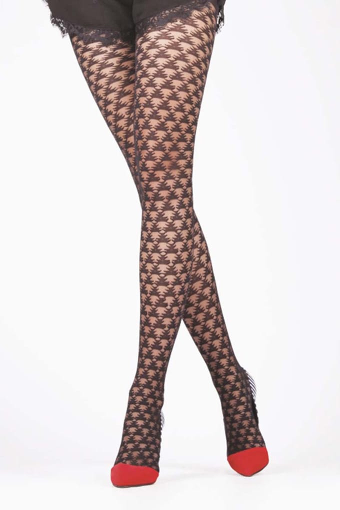 Daymod Maya Met Patroon panty 60 Denier - ZWART - Maat M