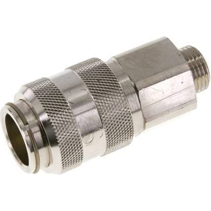 Vernikkeld Messing DN 15 Luchtkoppeling Snelkoppeling G 1/2 inch Buitendraad Double Shut-Off - CLS15-M-BN-SV-P-012