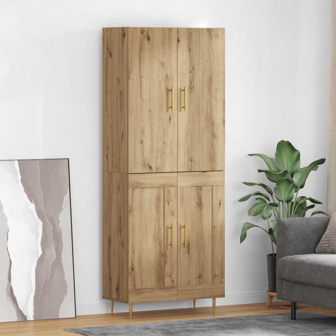 vidaXL - Highboard - Artisan - Eiken - 69,5 - x - 34 - x - 180 - cm - Bewerkt - hout