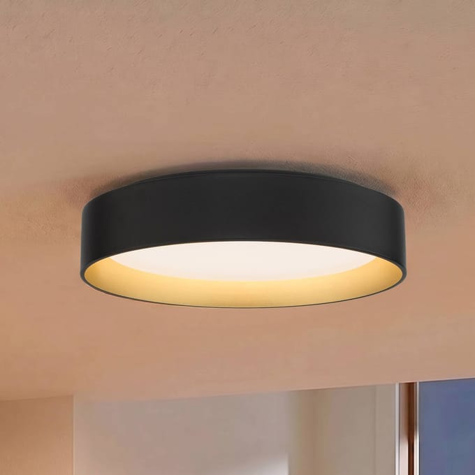 Lindby LED plafondlamp Gracjan, zwart, metaal, CCT, Ø45 cm