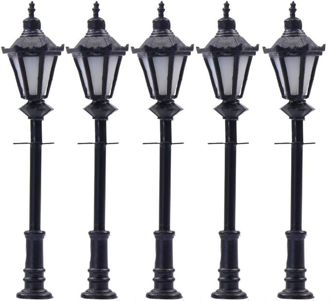 5x LED Parklantaarns Schaal H0 1:87 voor Modelspoorbaan en Diorama - 12-18V