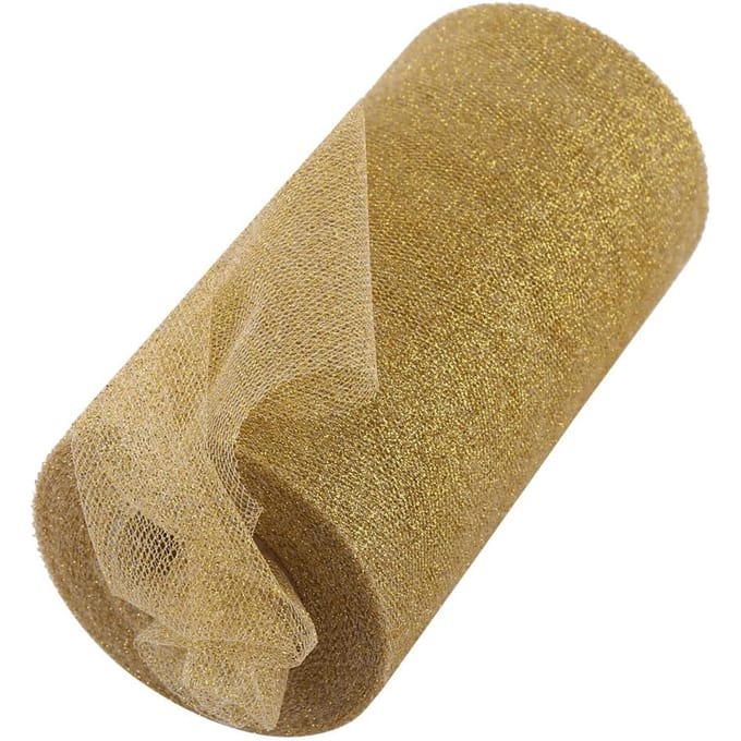 Glitter Tule Rol Spoel Stof Feestartikelen Bruiloftsdecoratie (Goud) wit