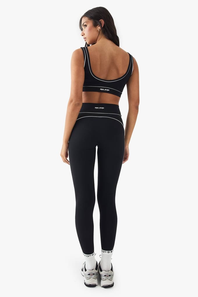 Dames Dsgn Studio Ultra Sculpt Sportlegging Met Contrasterende Biesjes | Zwart | Maat: Small
