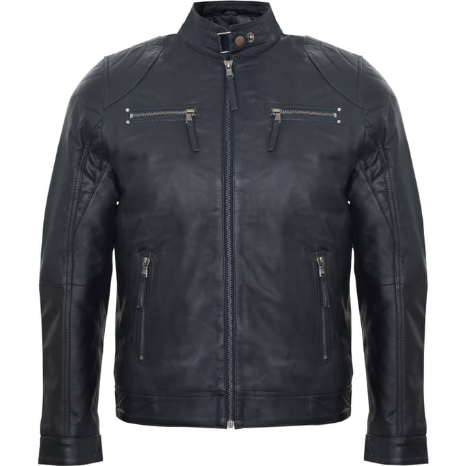 Leren biker racejack met rits