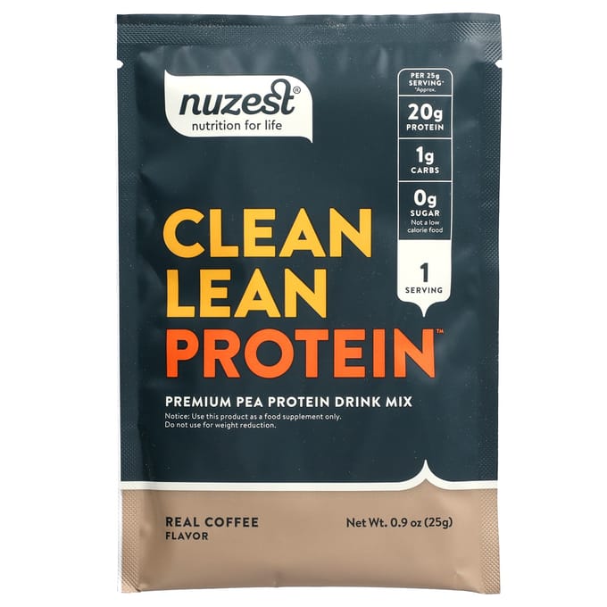 Nuzest, Clean Lean Protein, Mélange de boisson protéinée de pois premium, Café véritable, 10 sachets, 0,9 oz (25 grammes) Chaque