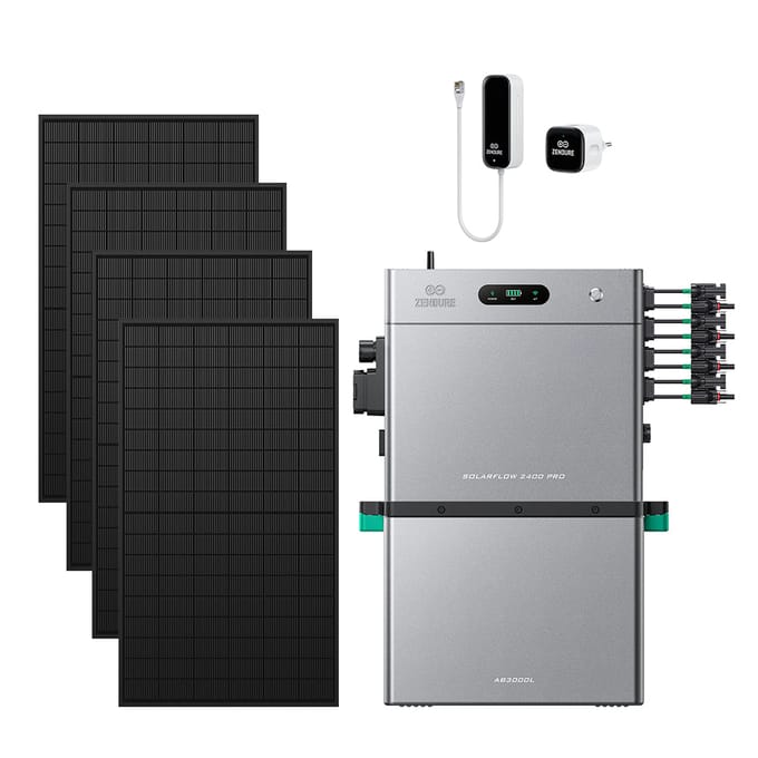 Zendure SolarFlow 2400 Pro - SolarFlow 2400 Pro & Slimme Meter P1 / 1*AB3000L (2.88 kWh) / 4*450W Bifacial Panel  (2340Wp Max)