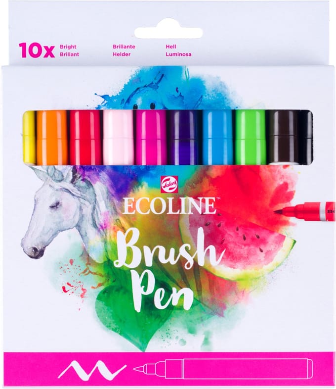 Bruynzeel Ecoline Brush Pen Set Clear 10 Colors