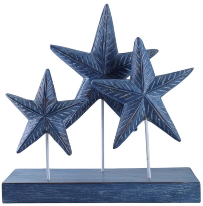 Ornament Miam drie zeesterren dnkrblauw 30x30 cm