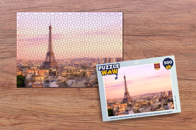 Puzzel Uitzicht over Parijs met de Eiffeltoren die erboven uit steekt - Legpuzzel - Puzzel 500 stukjes