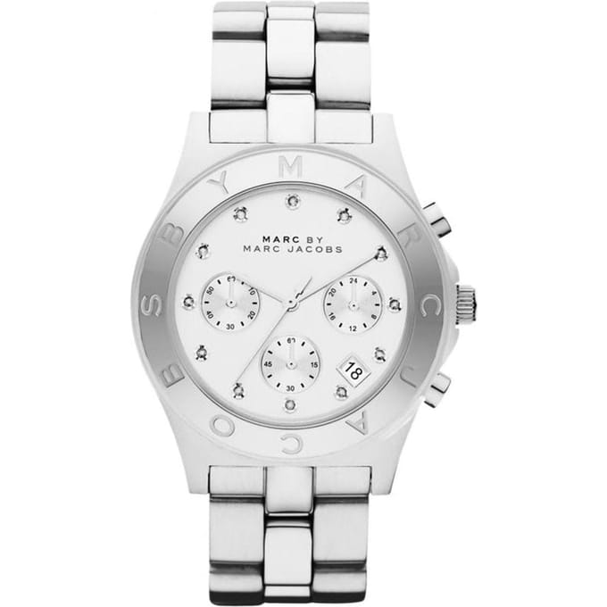 Marc Jacobs MBM3100 Blade Zilver Wit Dames Horloge