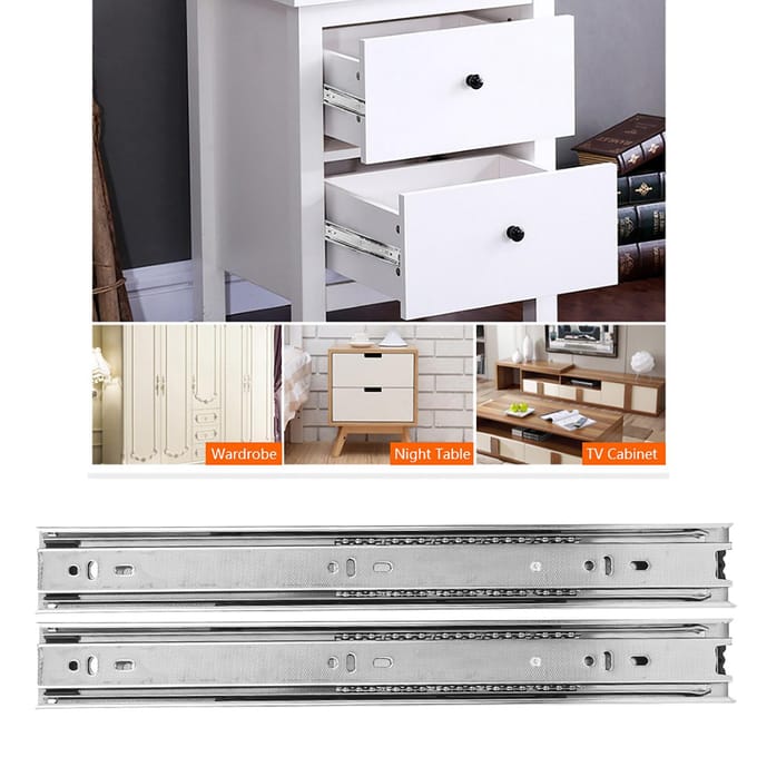 2 Stuks Ladegeleider 12in 3 Secties Kogellager Flexibele Kastlade Schuifrail Wit