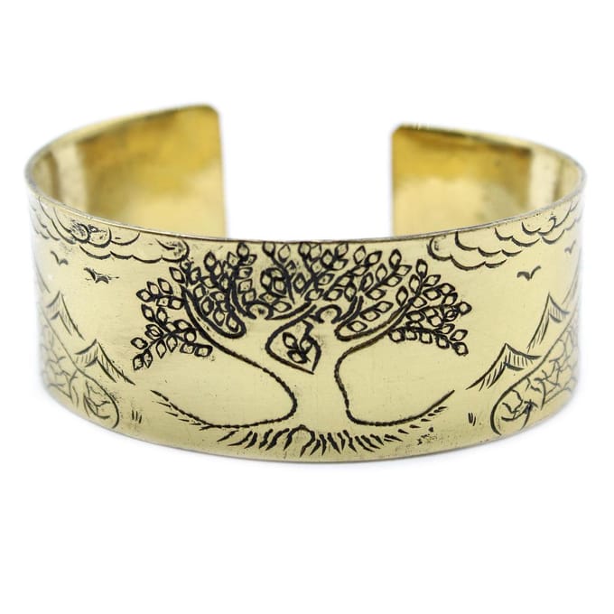 Tibetaanse mantra-armband van messing - Levensboom