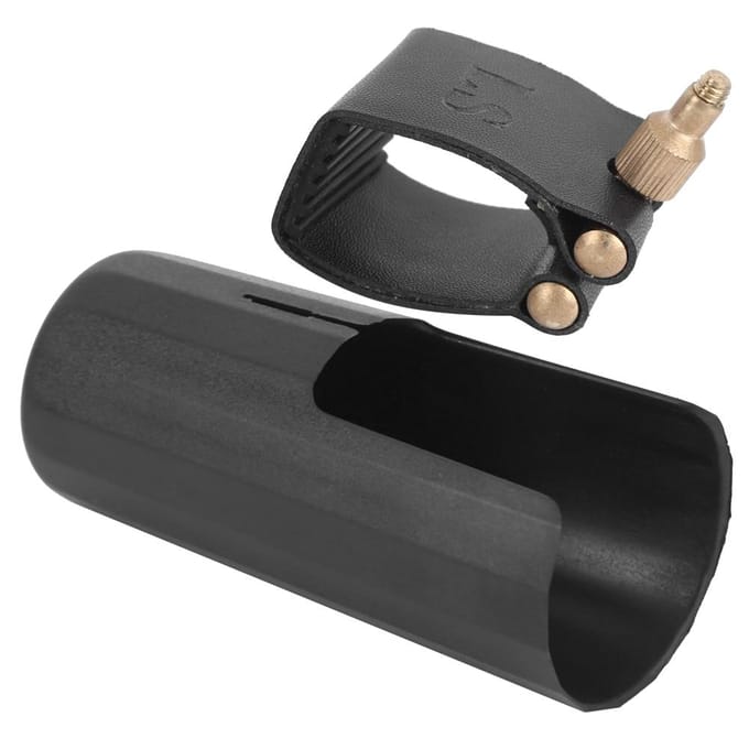 Altsaxofoon Ligatuur Dop Sluitingen PU Leer Plastic Mondstuk Clip Accessoires black