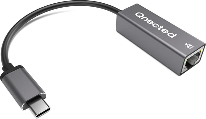 Qnected Gigabit Ethernet Adapter - USB-C 3.0 naar RJ45 - Plug & Play - 1000 Mbps - Graphite Grey