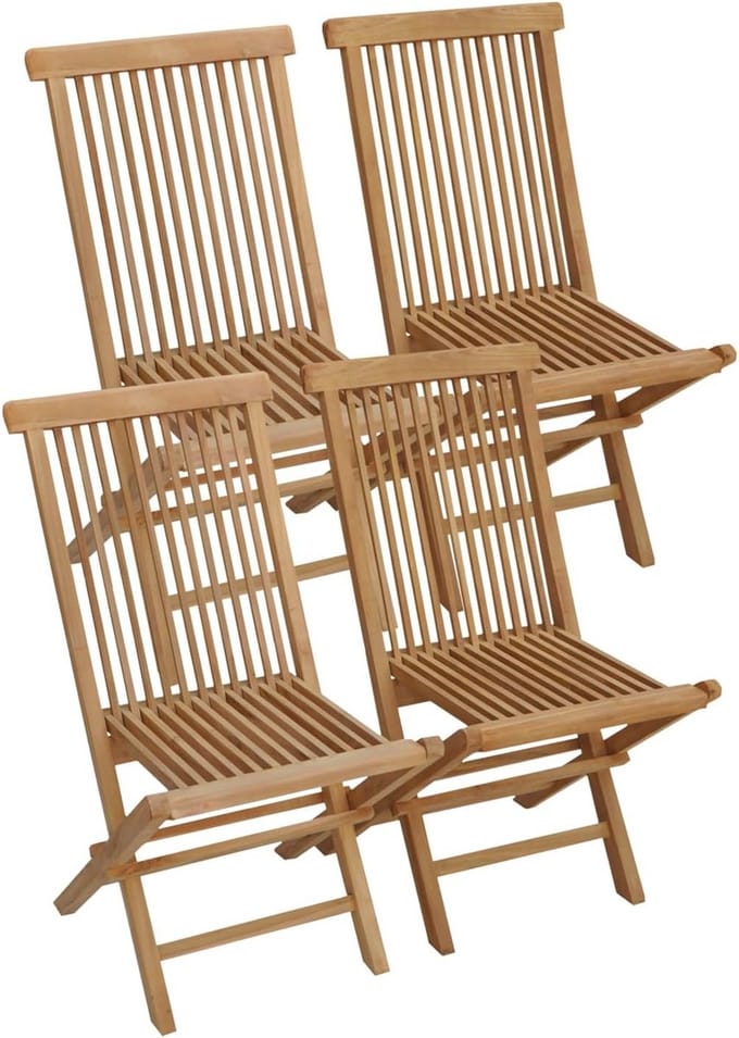 Set van 4 opvouwbare tuinstoelen in teak voor jouw tuin