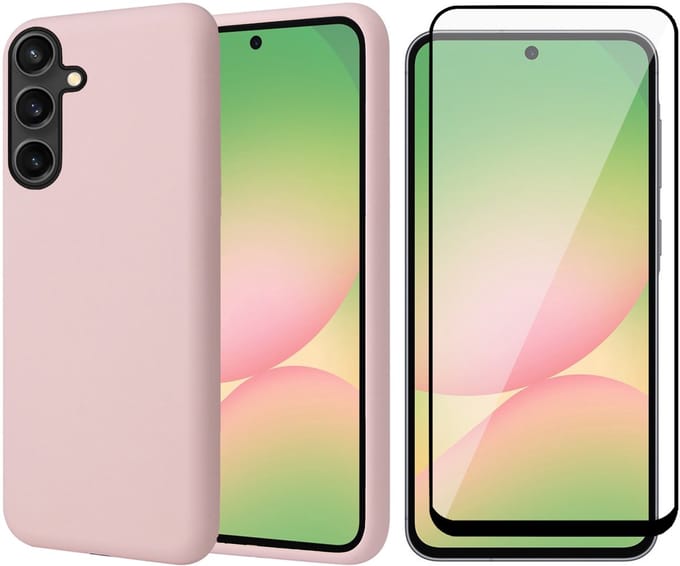 Hoesje geschikt voor Samsung Galaxy A56 / A36 - Screenprotector Volledig Dekkend Glas - Mat Back Case Roze