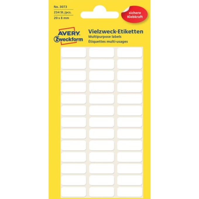 Etiket avery zweckform 3073 20x8mm wit 234 Etiketten