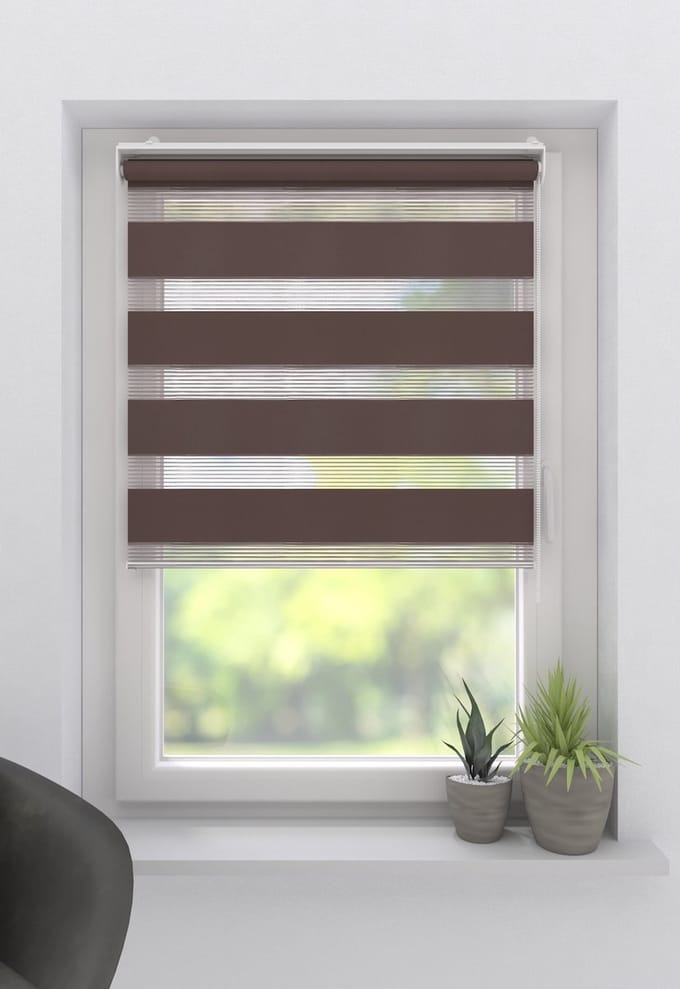 Duo Rolgordijn Splendid Open - Lichtdoorlatend - Brown - 80x210