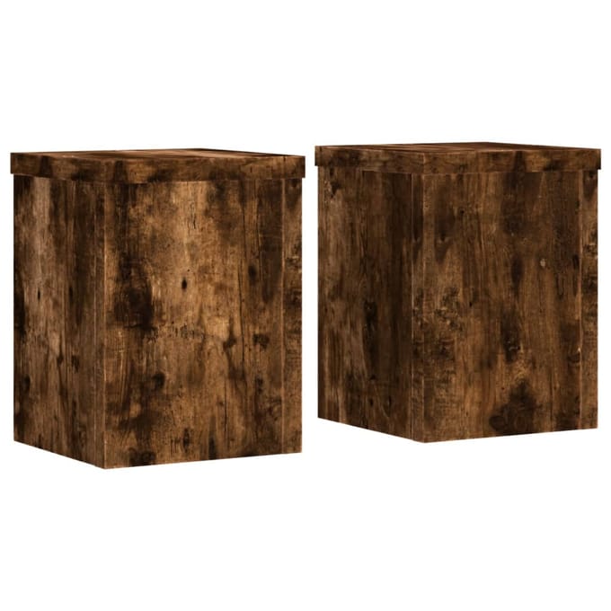 vidaXL - Plantenstandaards - 2 - st - 15x15x20 - cm - bewerkt - hout - gerookt - eiken