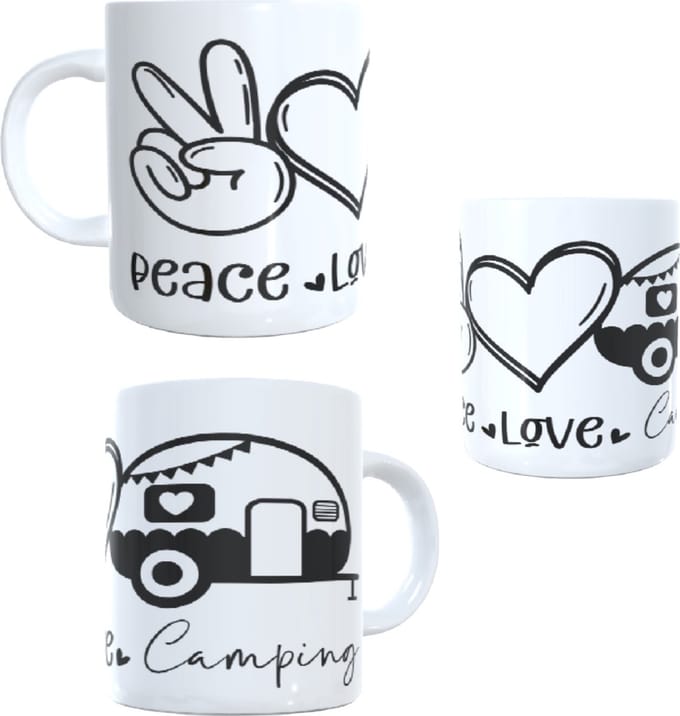 Koffie beker - thee mok tekst Peace love camping - camper