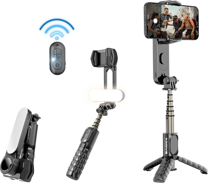 Xssive GS01 3-in-1 Gimbal Statief - TriPod, Selfie Stick & Smartphone Stabilisator