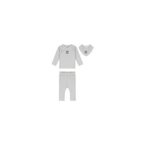 Prénatal newborn kledingset rib streep Soft Blue Grey 56 unisex