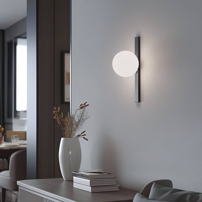 ALDEX Wandlamp Garda, zwart, metaal, glas, 1-lamp