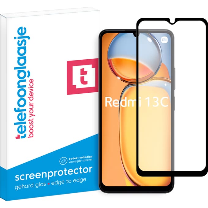 Xiaomi Redmi 13C screenprotector gehard glas Edge to Edge