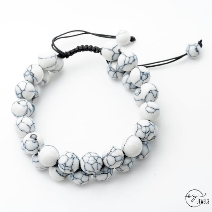 OZ Jewels – Dubbele Natuursteen Armband – Verstelbaar – Vrouwen