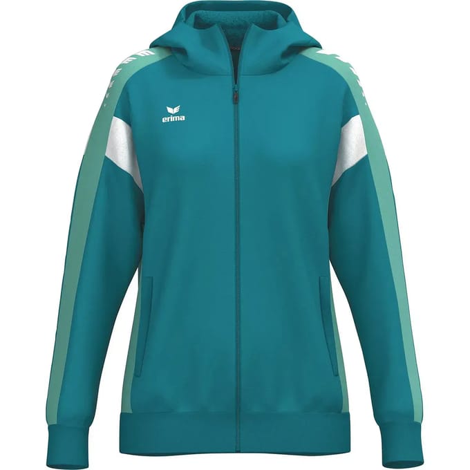 Erima Celebrate 125 Trainingsjack Met Capuchon Dames - Tahitian Blue / Mintgroen | Maat: 42
