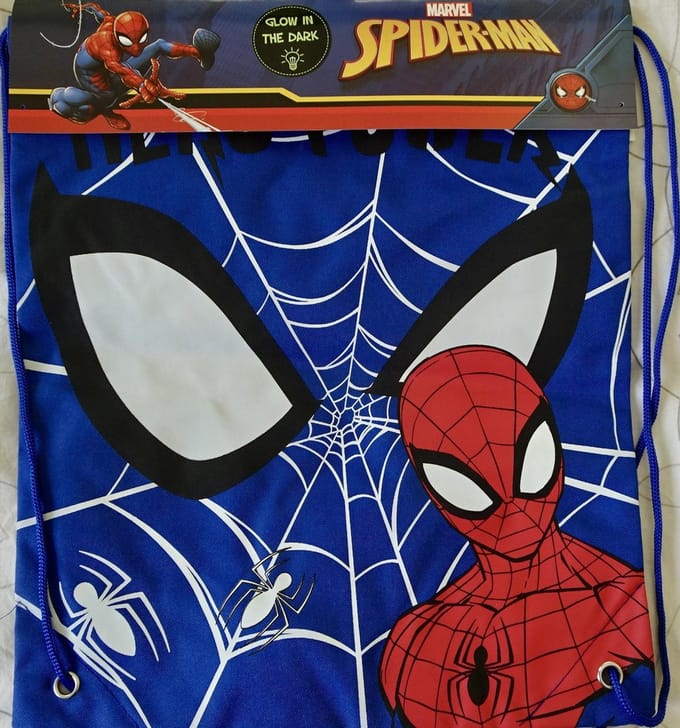 Trekkoordtas - Spiderman - Blauw Glow in the dark - Web & Mask