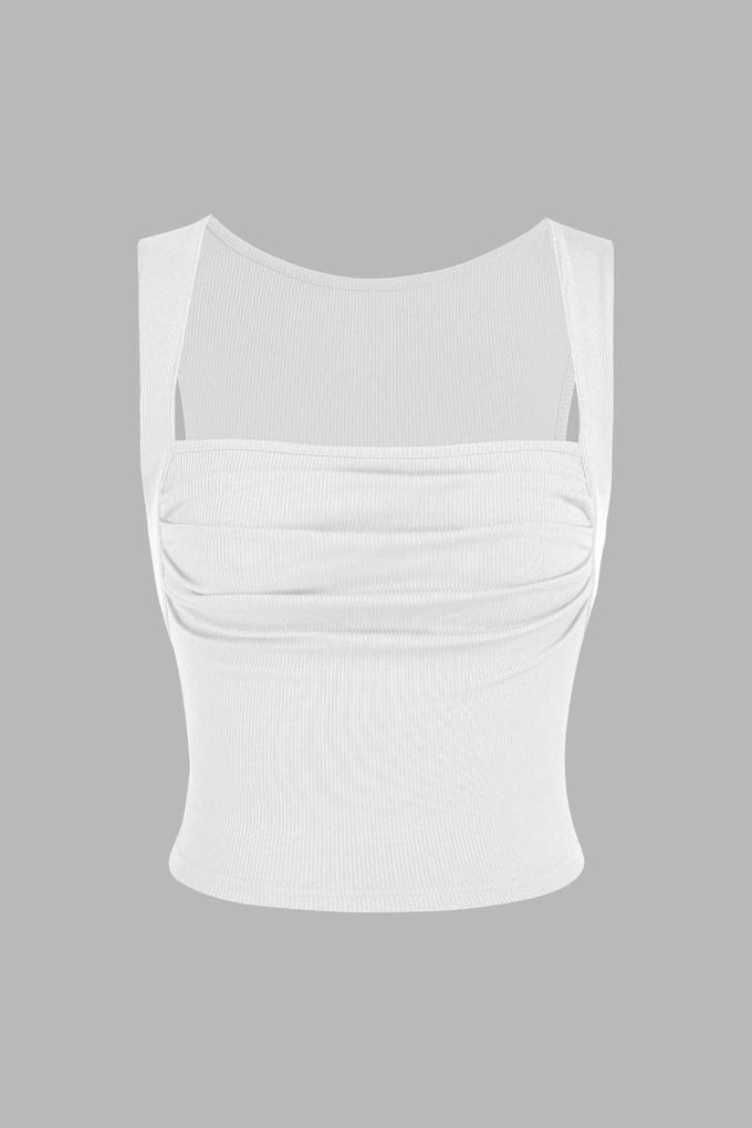 Gerimpelde Blouse met Vierkante Hals