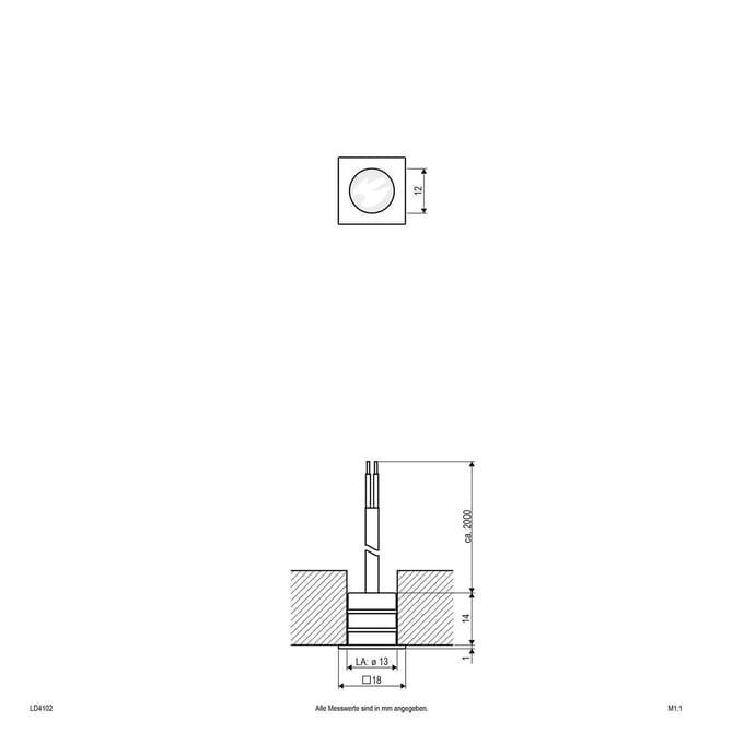 EVN LD4102 inbouwlamp 12V IP68 1,8x1,8cm 0,2W 830