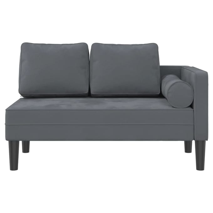 vidaXL - Chaise - longue - met - kussens - fluweel - donkergrijs