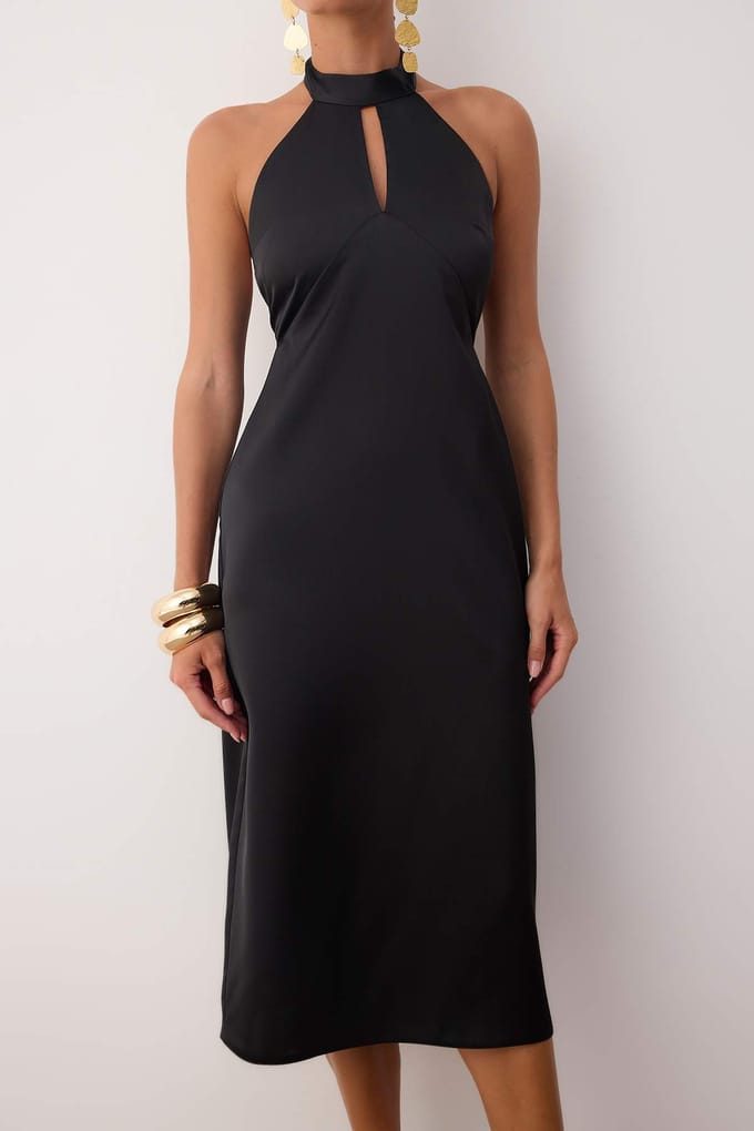 Unifarben midi mouwloze cocktailjurk voor dames
