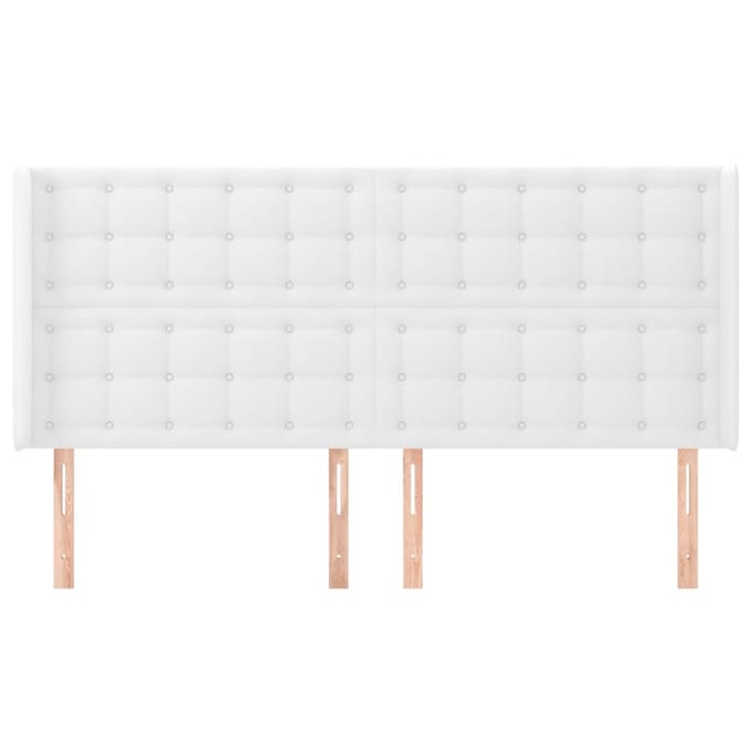 vidaXL - Hoofdbord - met - randen - 203x16x118/128 - cm - kunstleer - wit