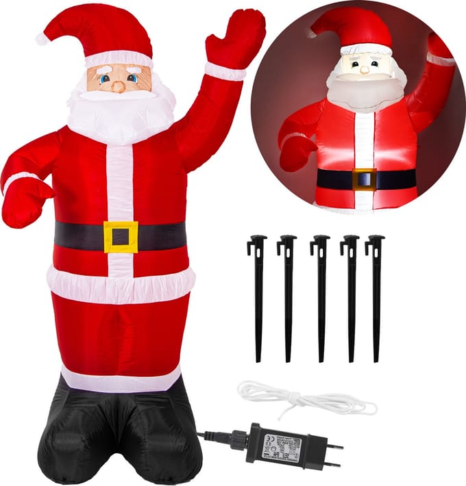 Springos Opblaasbare Kerstman - Buitendecoratie - Zelfopblazend - 240 x 70 cm