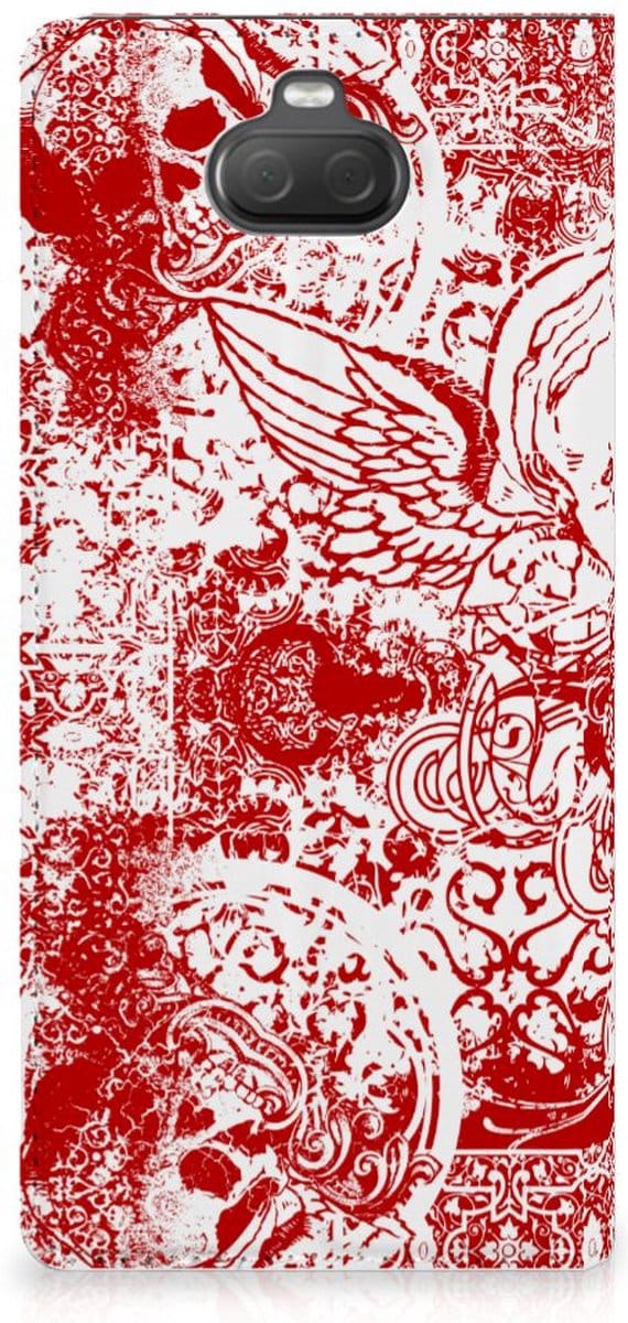 Mobiel BookCase Sony Xperia 10 Plus Angel Skull Rood