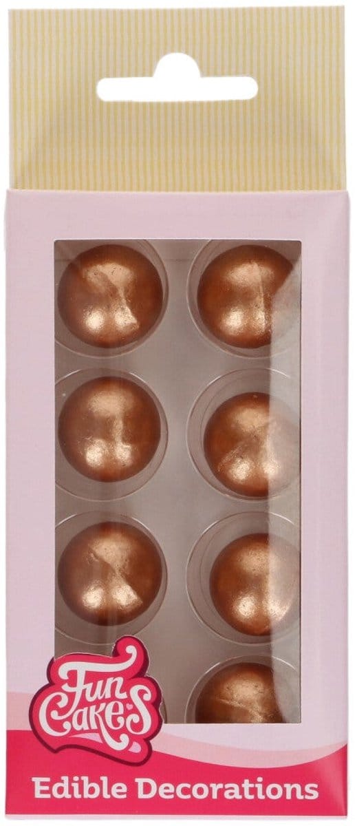 FunCakes Chocolade Decoraties - Kerstmis - Kerstballen Bronze - Set/8