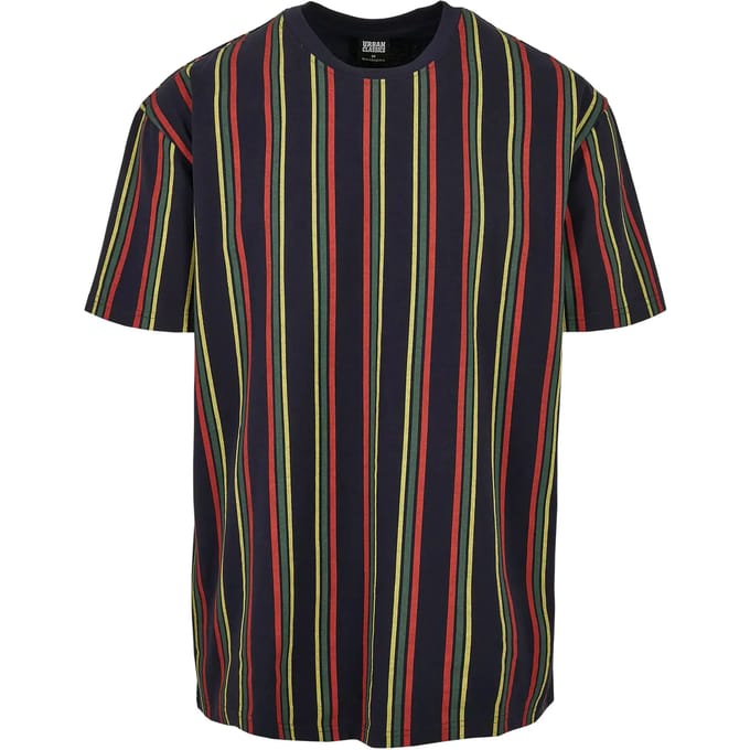 Urban Classics - Printed Oversized Retro Stripe Heren Tshirt - M - Multicolours