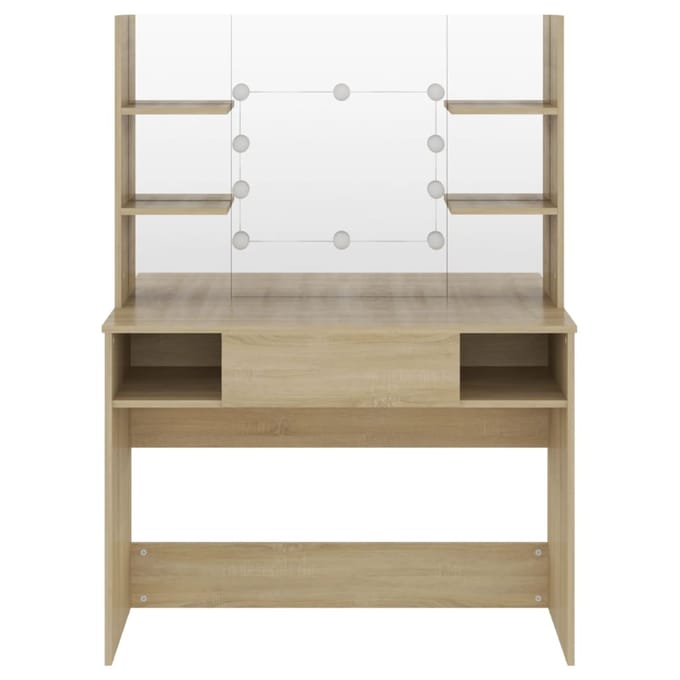 vidaXL - Kaptafel - met - LED-verlichting - 100x40x135 - cm - MDF - eikenkleurig