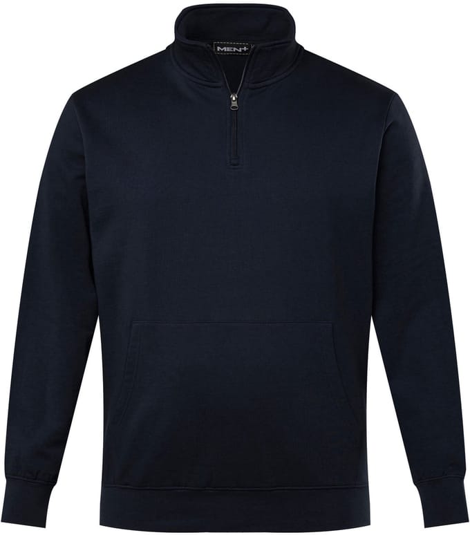 Men Plus - Heren - Sweat-troyer opstaande kraag rits - Navy blauw - Maat 52+