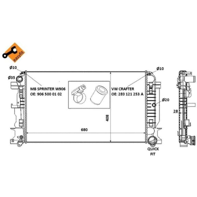 Radiator, motorkoeling NRF 53885